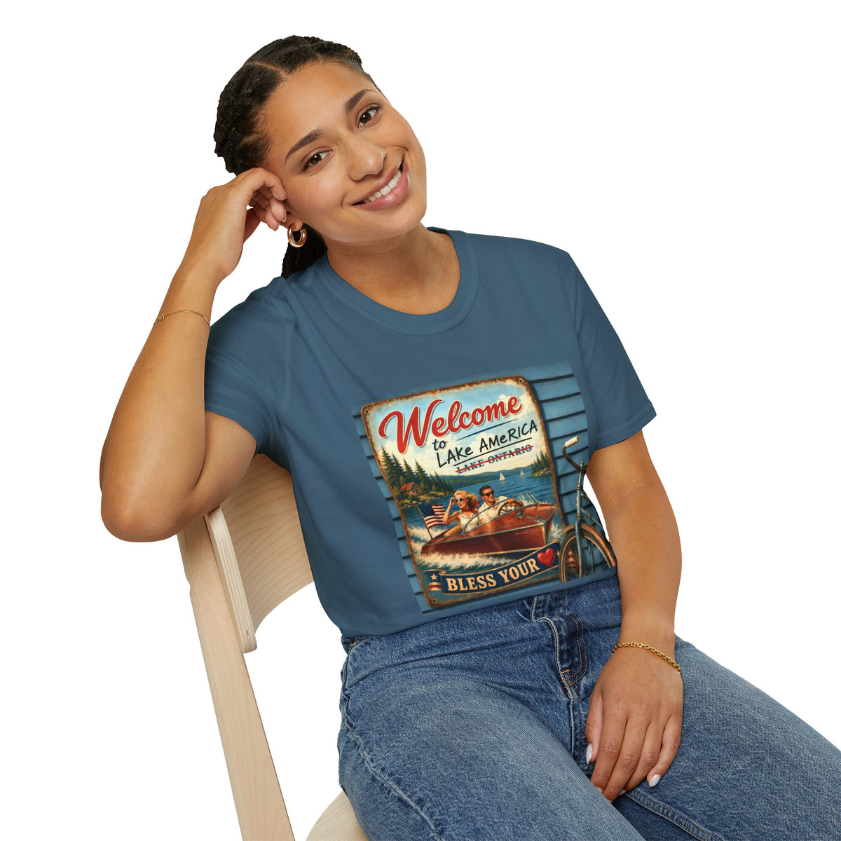 Lake America Welcome T-Shirt — Vintage Lake America Boating Vacation Tee