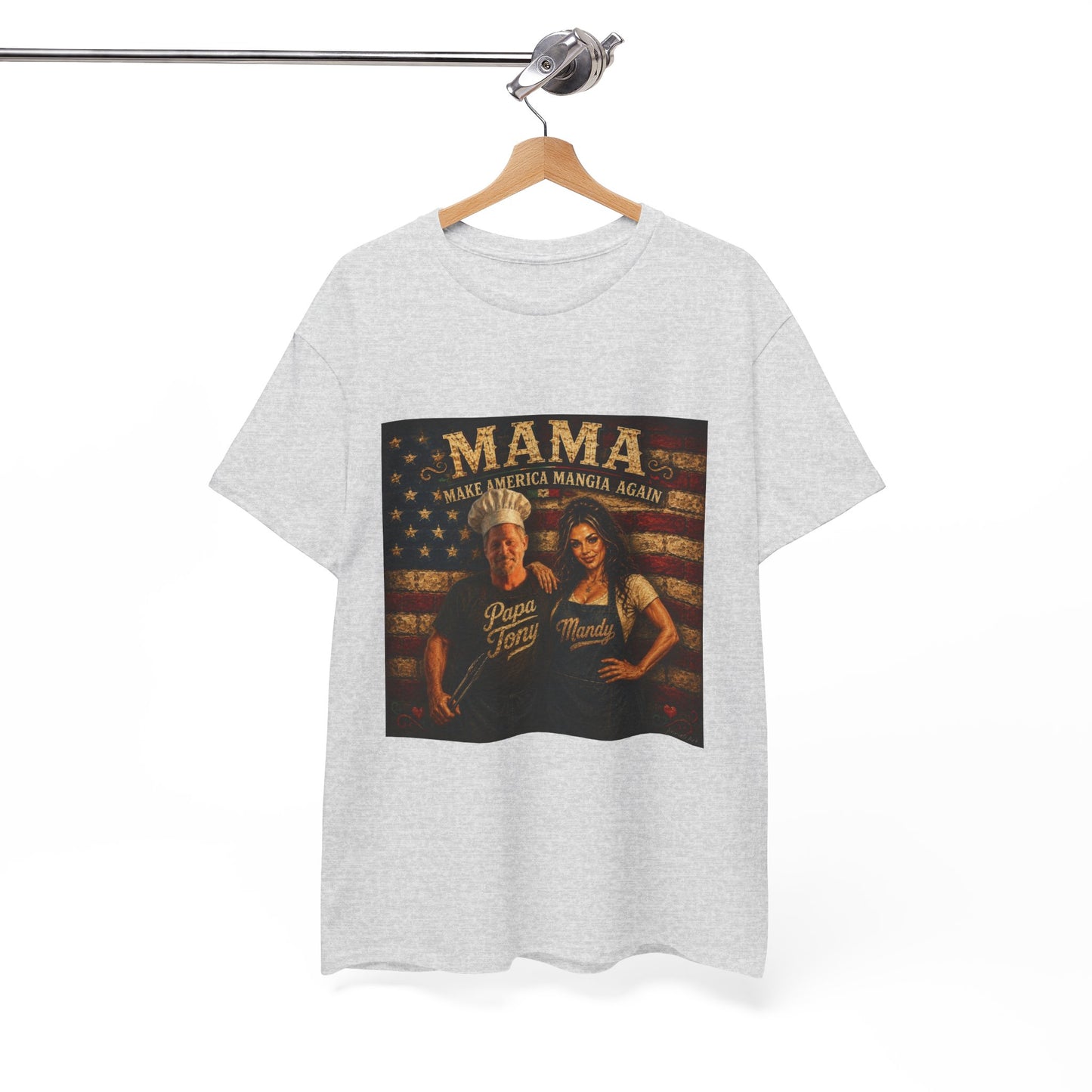 CUSTOM for MANDY—Mama Pizza Team T-Shirt — Retro American Flag Pizza Chef Graphic Tee