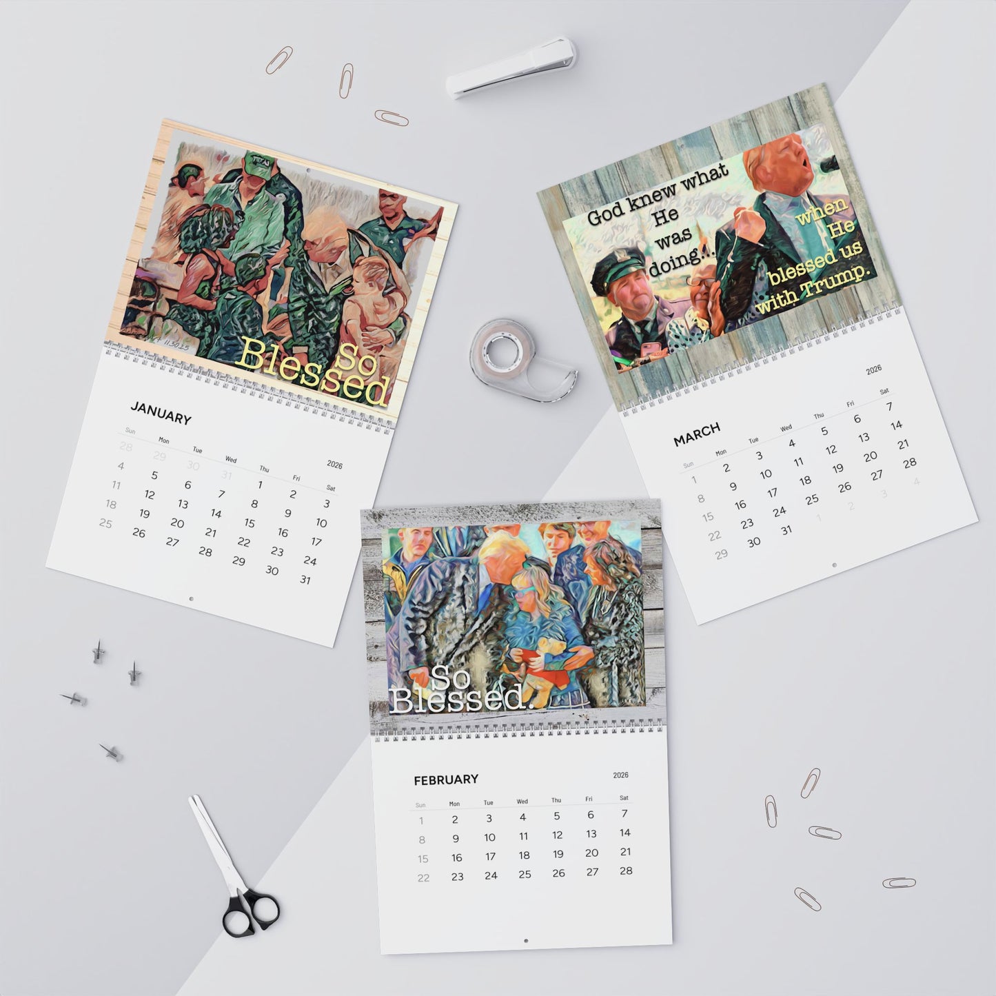 2026 'We Are So Blessed' MAGA Wall Calendar — Retro Homey Trump Moments