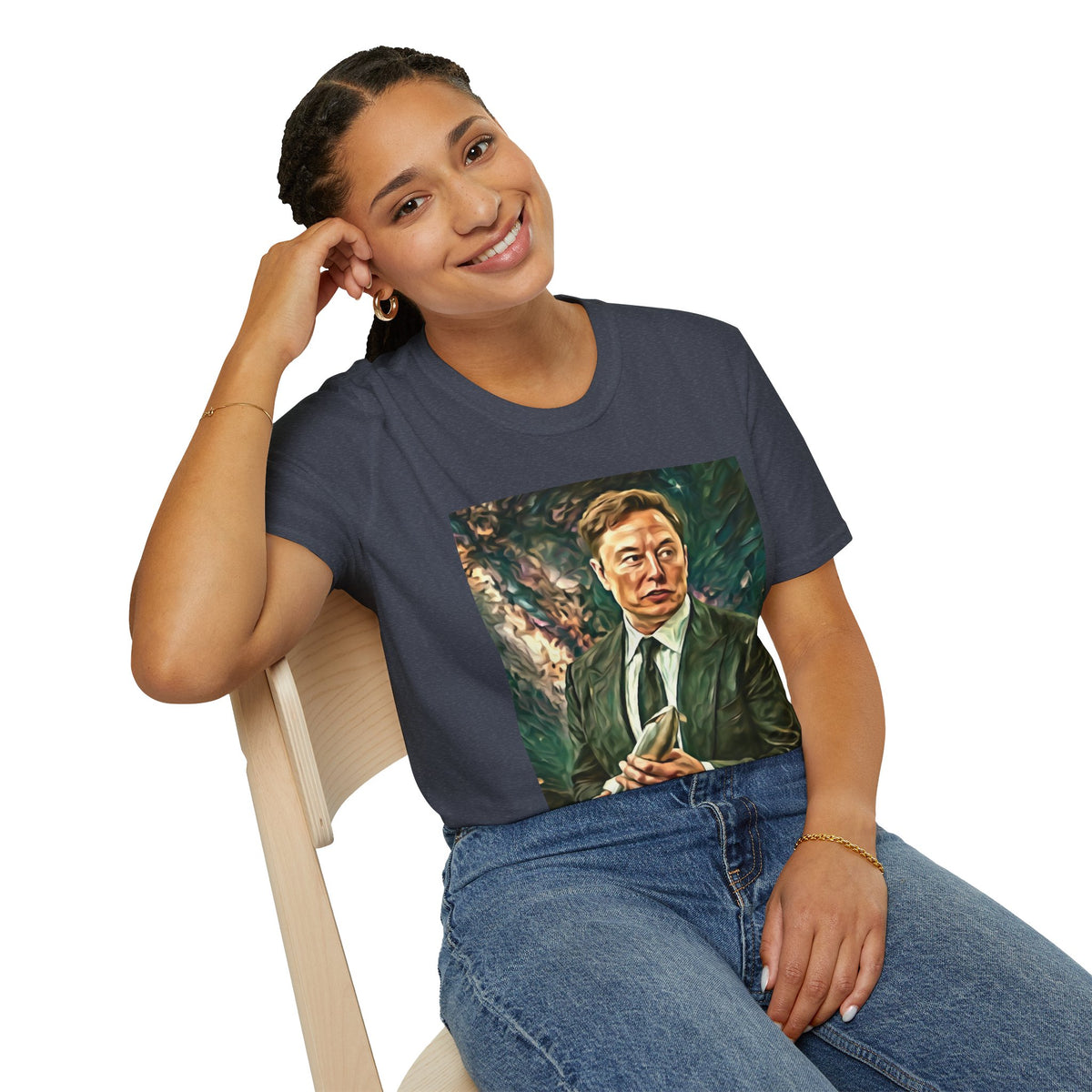 Elon Musk with Rocket— Graphic T-Shirt