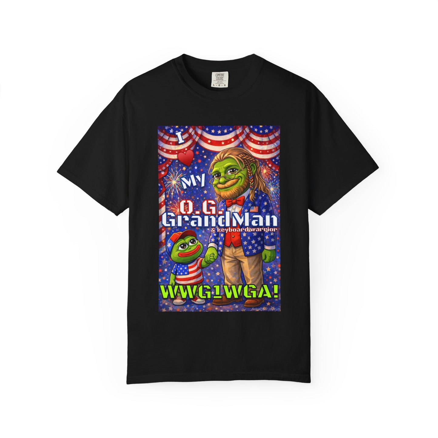 Grandpa/GrandMan Keyboard Warriors— "I ♥️ My O.G. GrandMan" Patriotic Pepe Graphic (WWG1WGA)