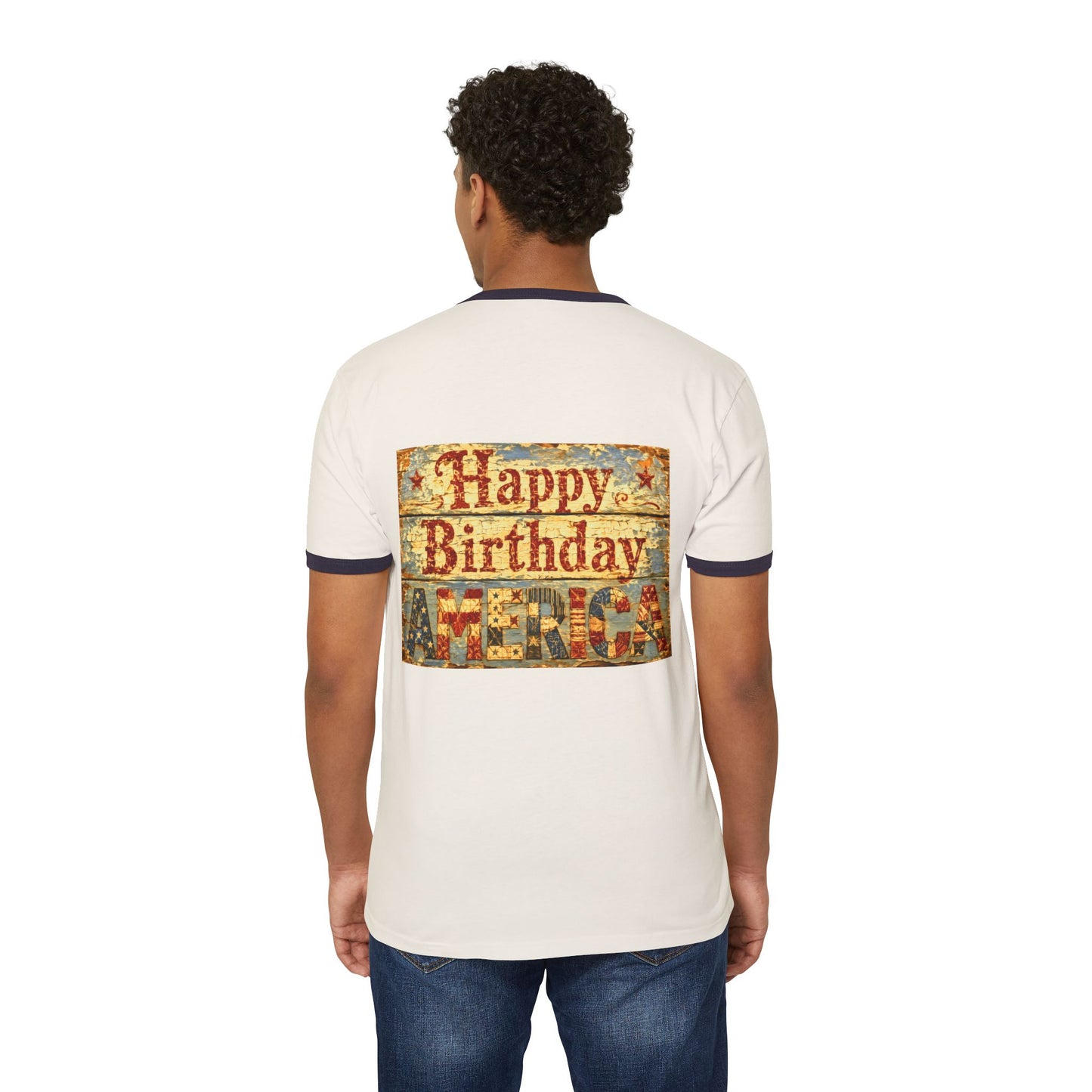 Trump Ringer T-Shirt — "The Storm" Front Graphic & "Happy Birthday America" Back Retro Print