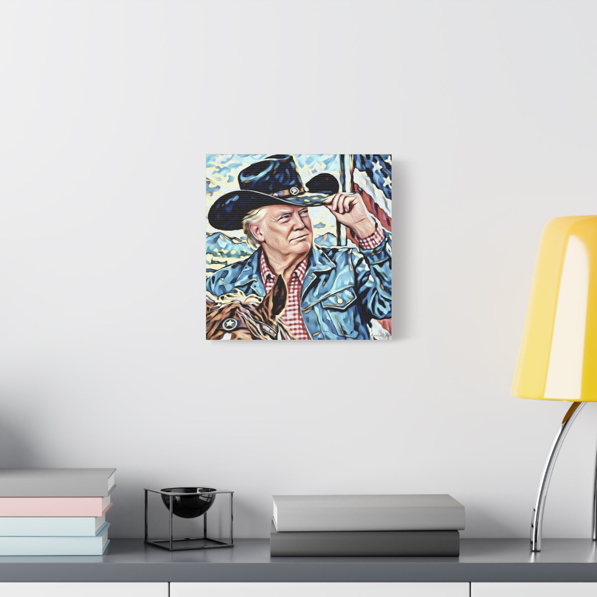 Trump Patriotic Cowboy Portrait Canvas