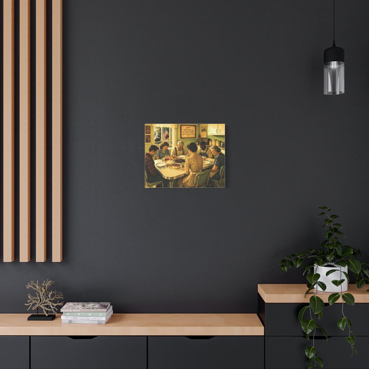 Vintage ‘Giving Thanks’ Family Prayer Canvas Wall Art