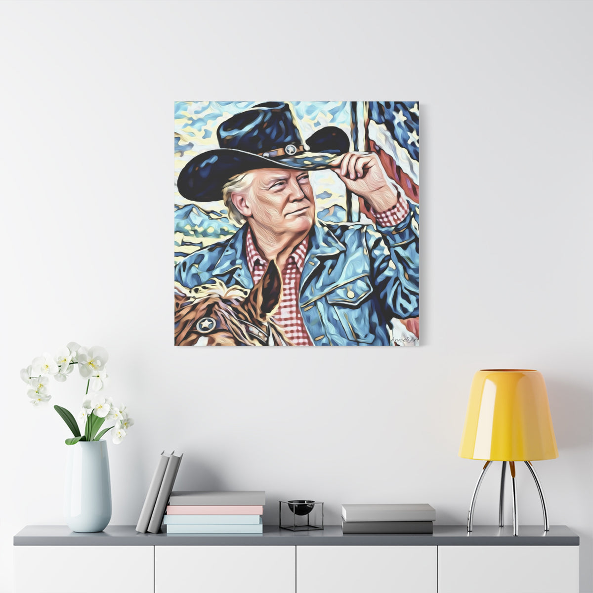 Trump Patriotic Cowboy Portrait Canvas