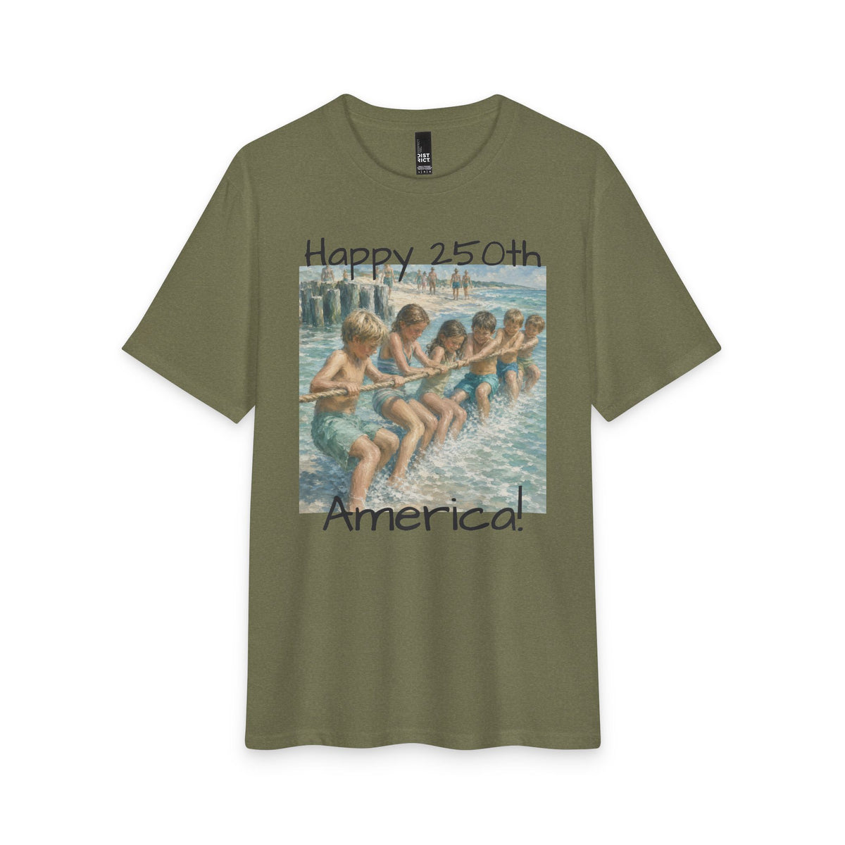 Vintage Americana Distressed Tee – "Happy 250th America!" Honeysuckle Lodge Souvenir T-Shirt