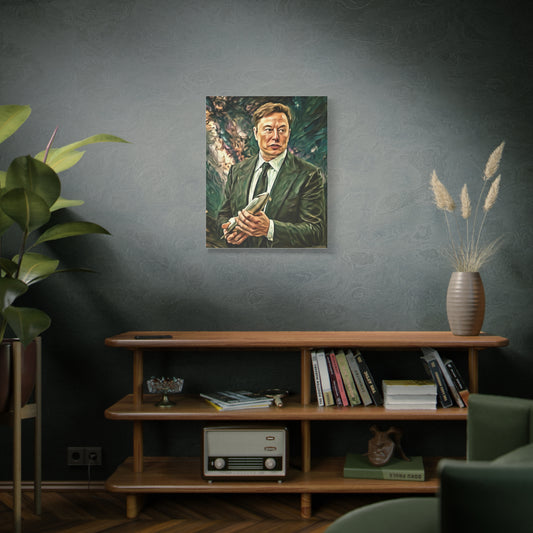 Elon Musk Holding Rocket, Oil-Paint Effect Canvas