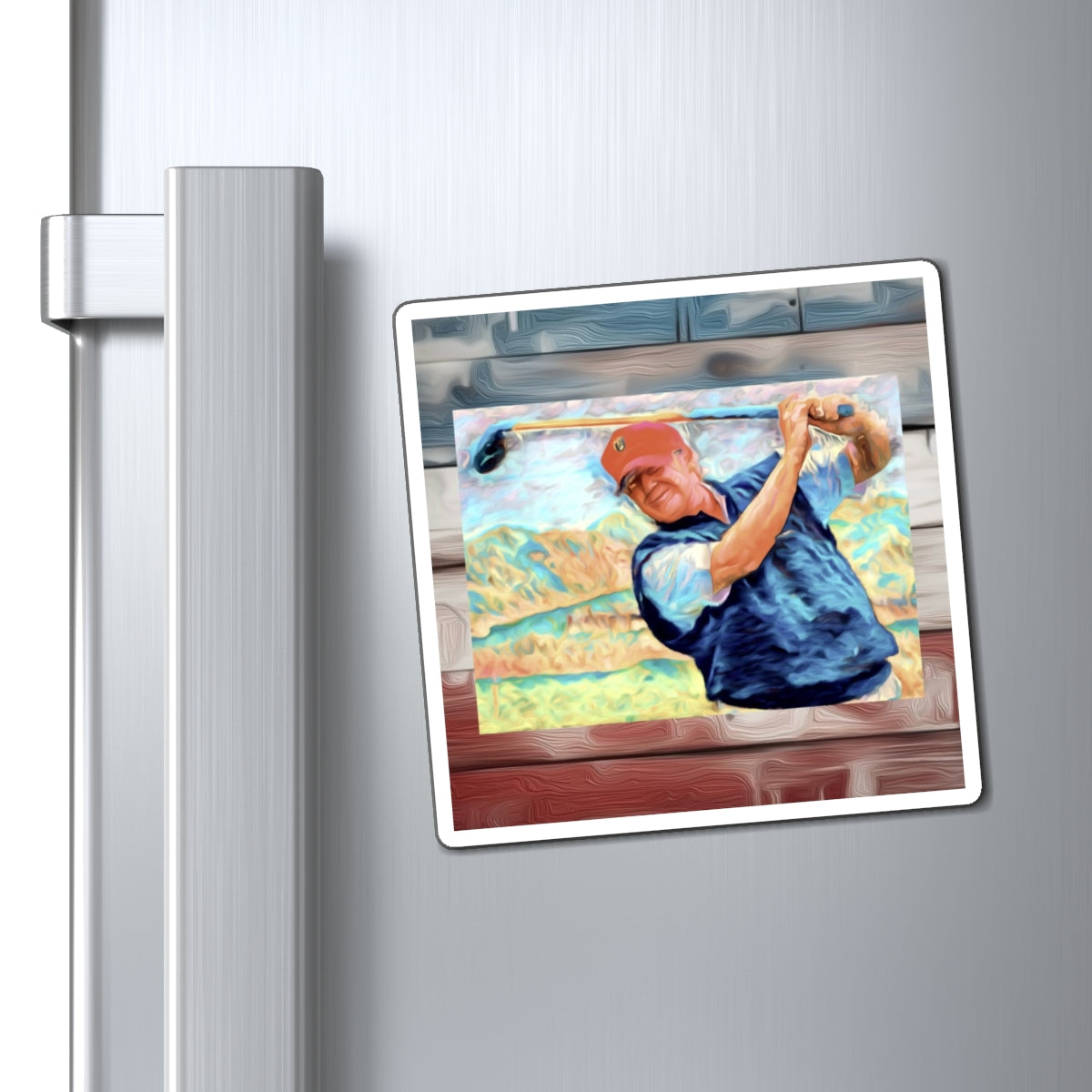 Golf Player Refrigerator Magnet — Vintage Swing Art Magnet
