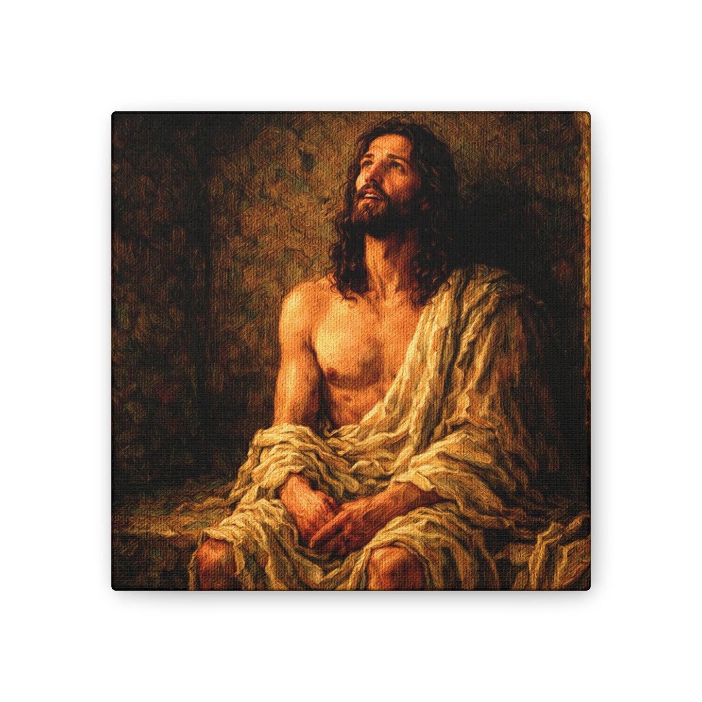 Jesus in Thanksgiving Prayer ‘Resurrection Day’ Canvas Stretched Wall Art — Religious Christian Home Decor