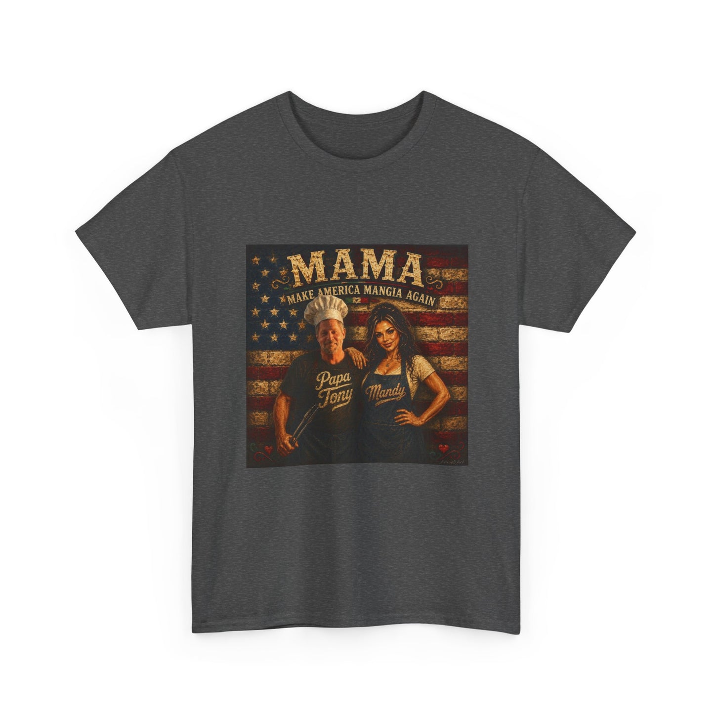 CUSTOM for MANDY—Mama Pizza Team T-Shirt — Retro American Flag Pizza Chef Graphic Tee