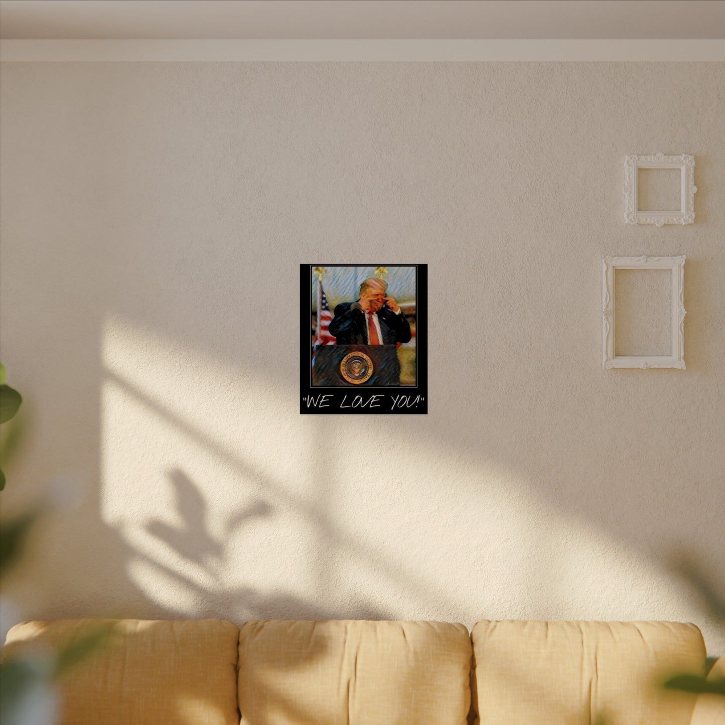 Patriotic Watercolor Matte Poster — Presidential Podium Artwork