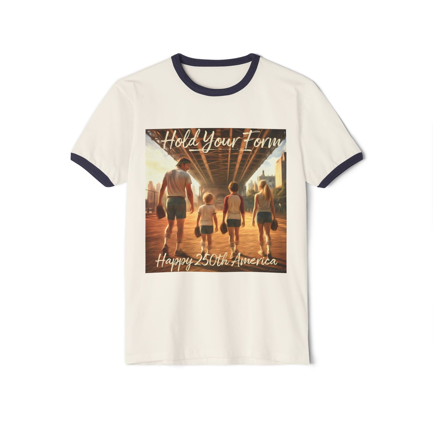 ‘Hold Your Form’ -250th America Vintage Beach Ringer Font & Back Design T-Shirt