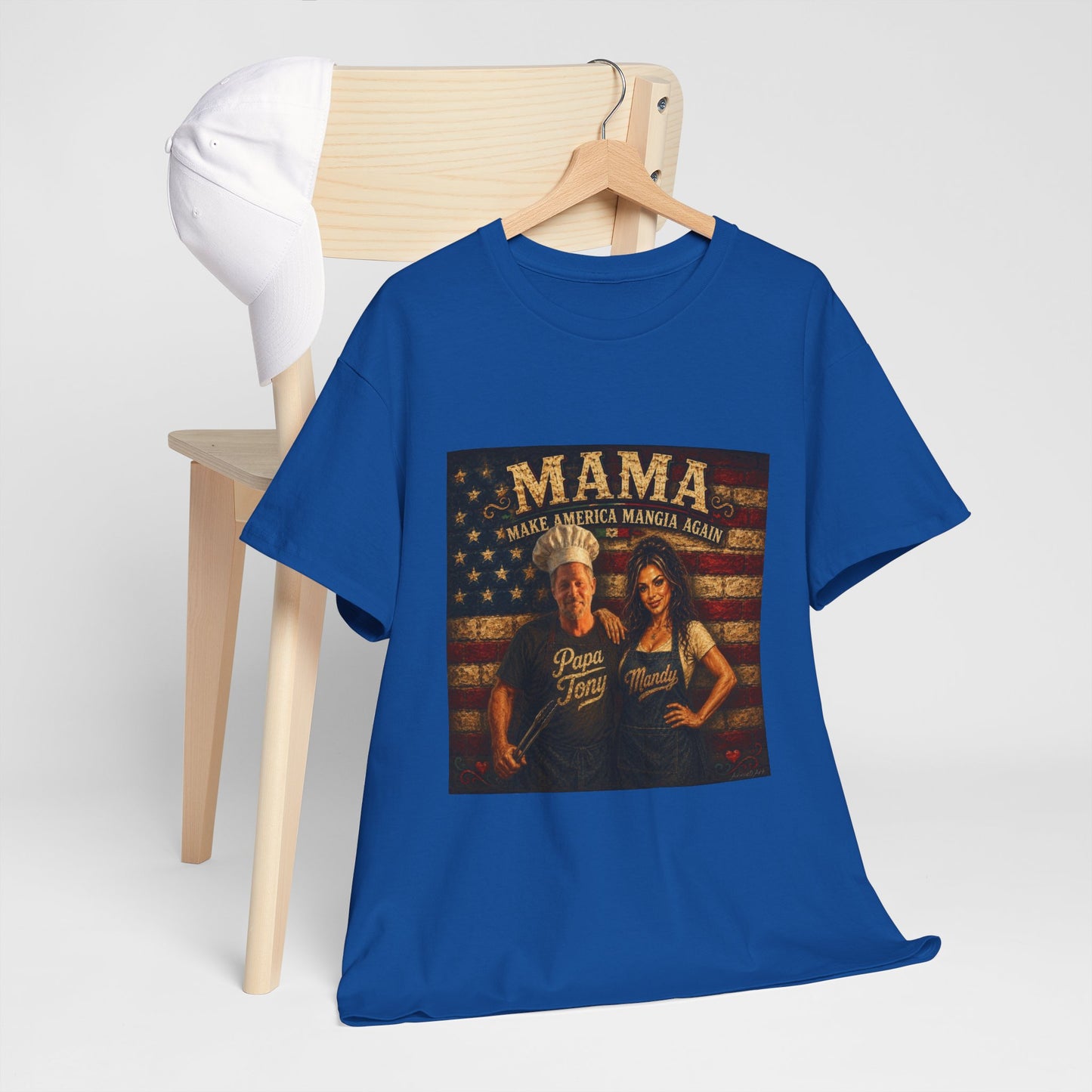 CUSTOM for MANDY—Mama Pizza Team T-Shirt — Retro American Flag Pizza Chef Graphic Tee