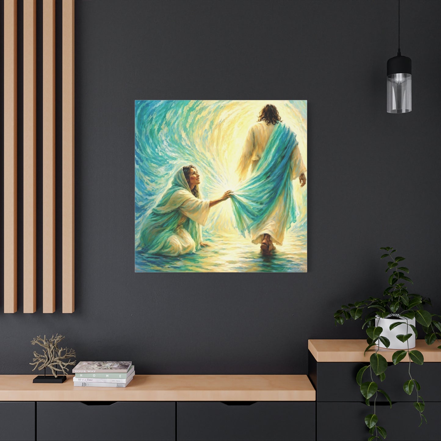 Jesus and the Woman Touching His Cloak - Inspirational Matte Canvas Wall Art
