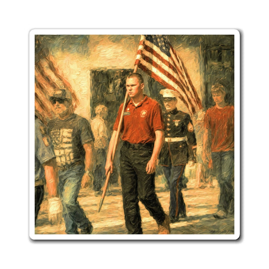 CUSTOM for MICHELLE—Veteran Flag Parade Magnet – Patriotic Memorial Day Refrigerator Decor