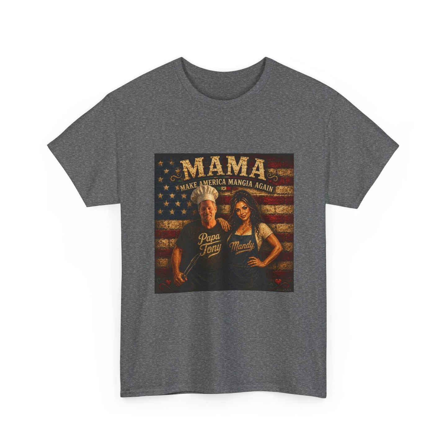 CUSTOM for MANDY—Mama Pizza Team T-Shirt — Retro American Flag Pizza Chef Graphic Tee