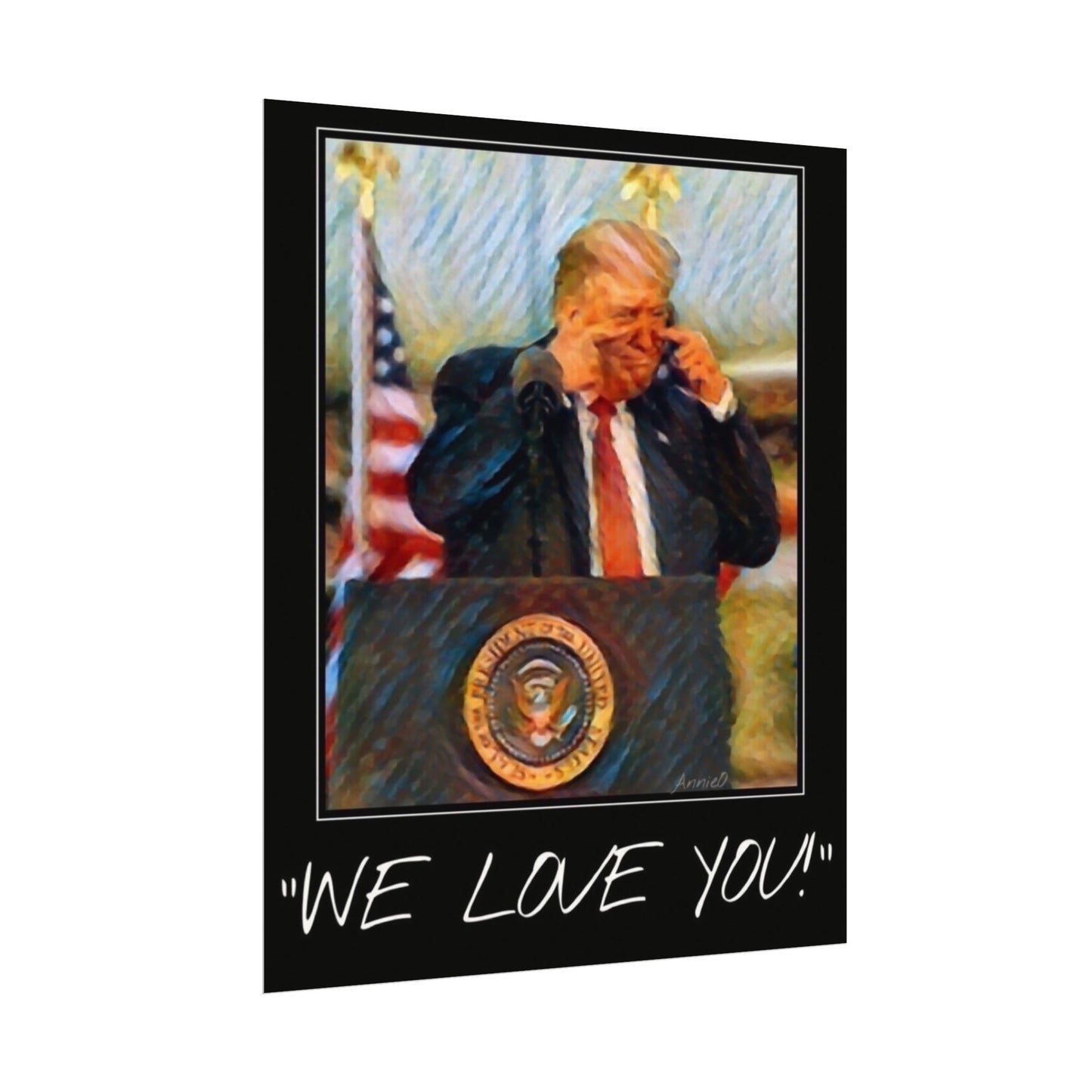 Patriotic Watercolor Matte Poster — Presidential Podium Artwork