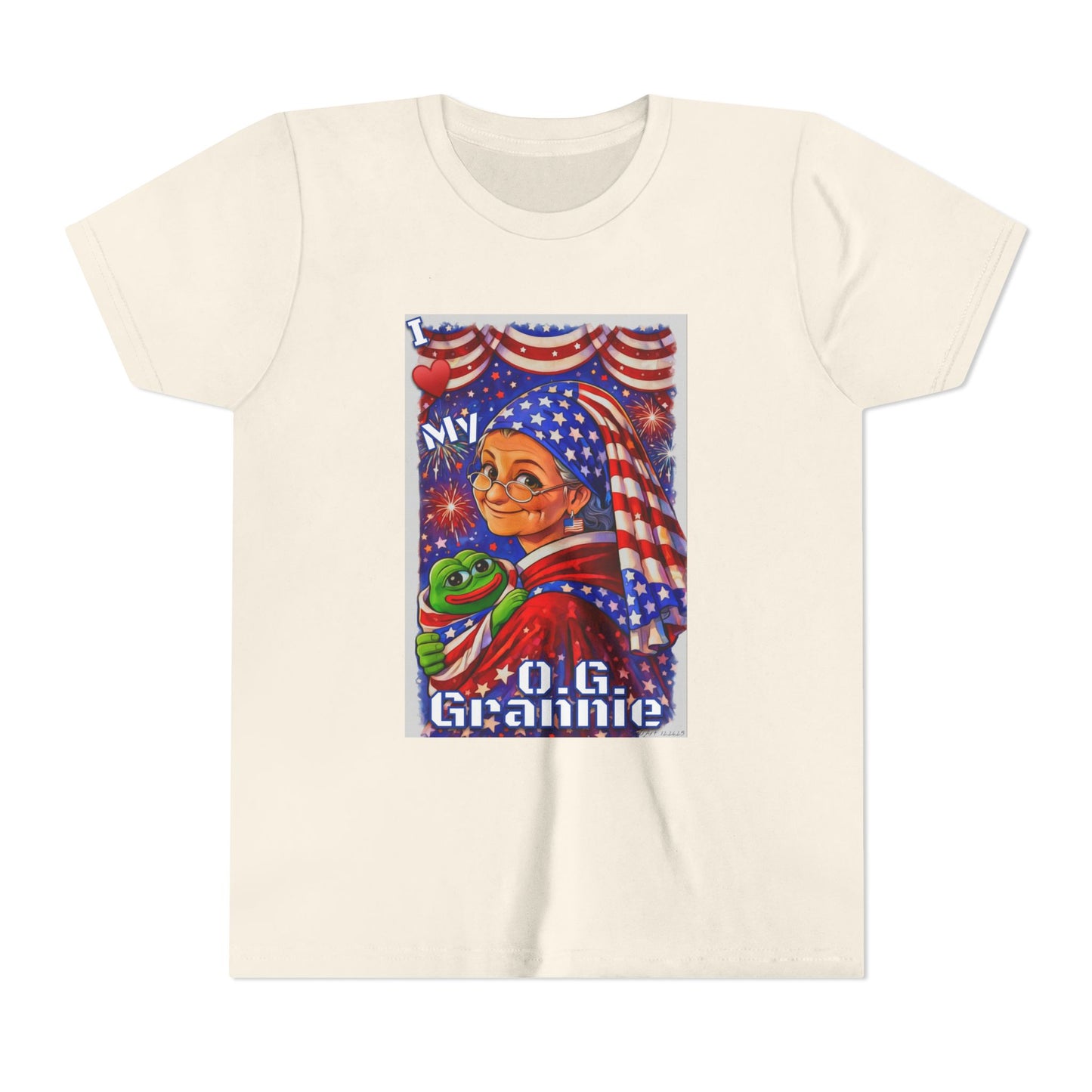 Grandma Anons & Keyboard Warriors for your Littles, “I ♥️ My O.G. Grannie" Youth T-Shirt – American Flag Grandma Design