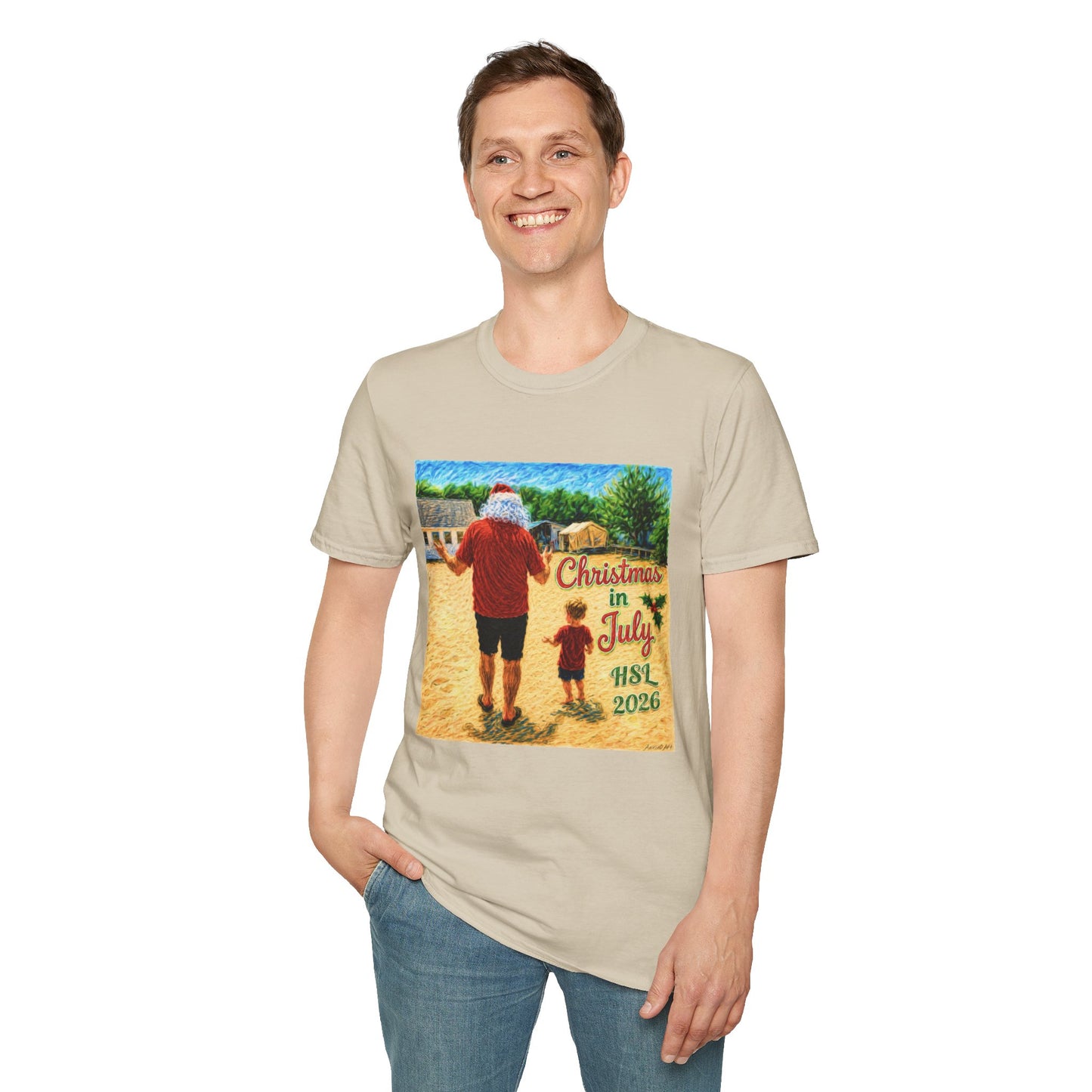 T-Shirt — Christmas in July Santa Beach Graphic Tee