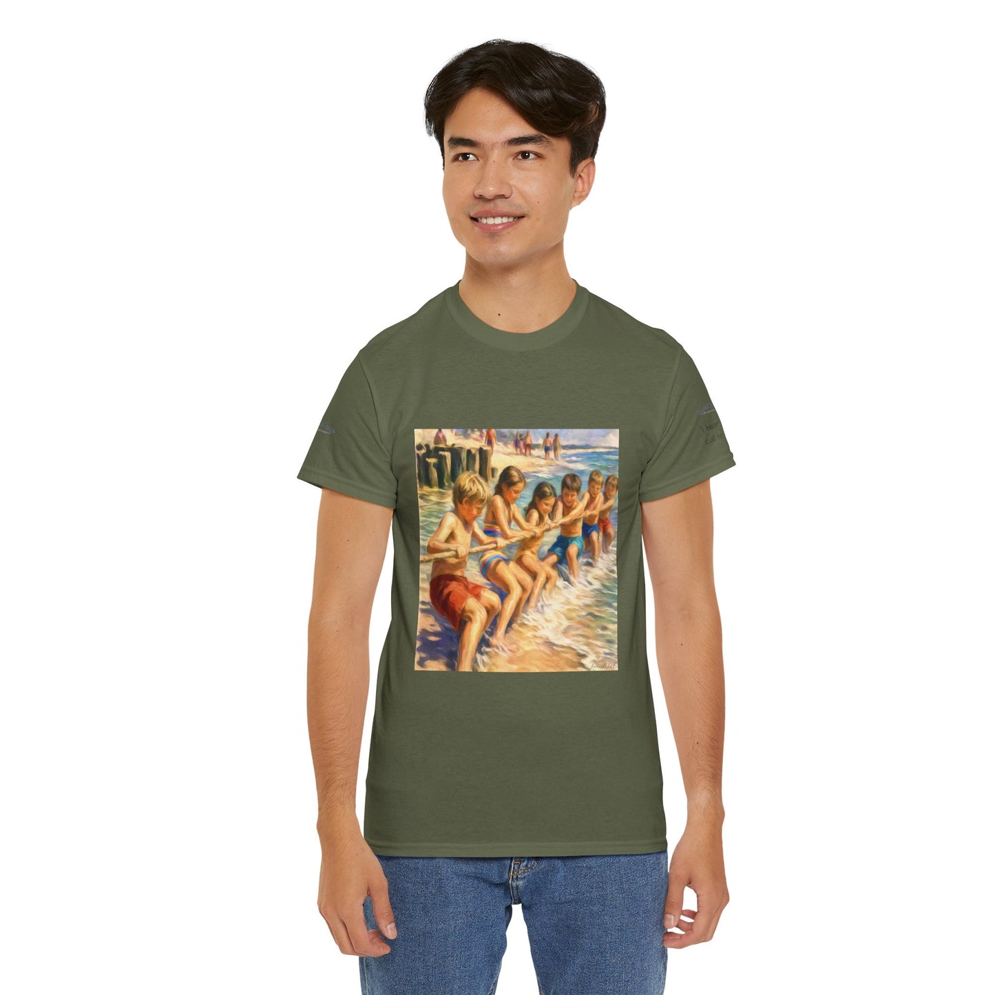 HoneySuckle Lodge Vintage Beach T-Shirt — "50+ years of fun in the sun" Retro Kids on Shore Design