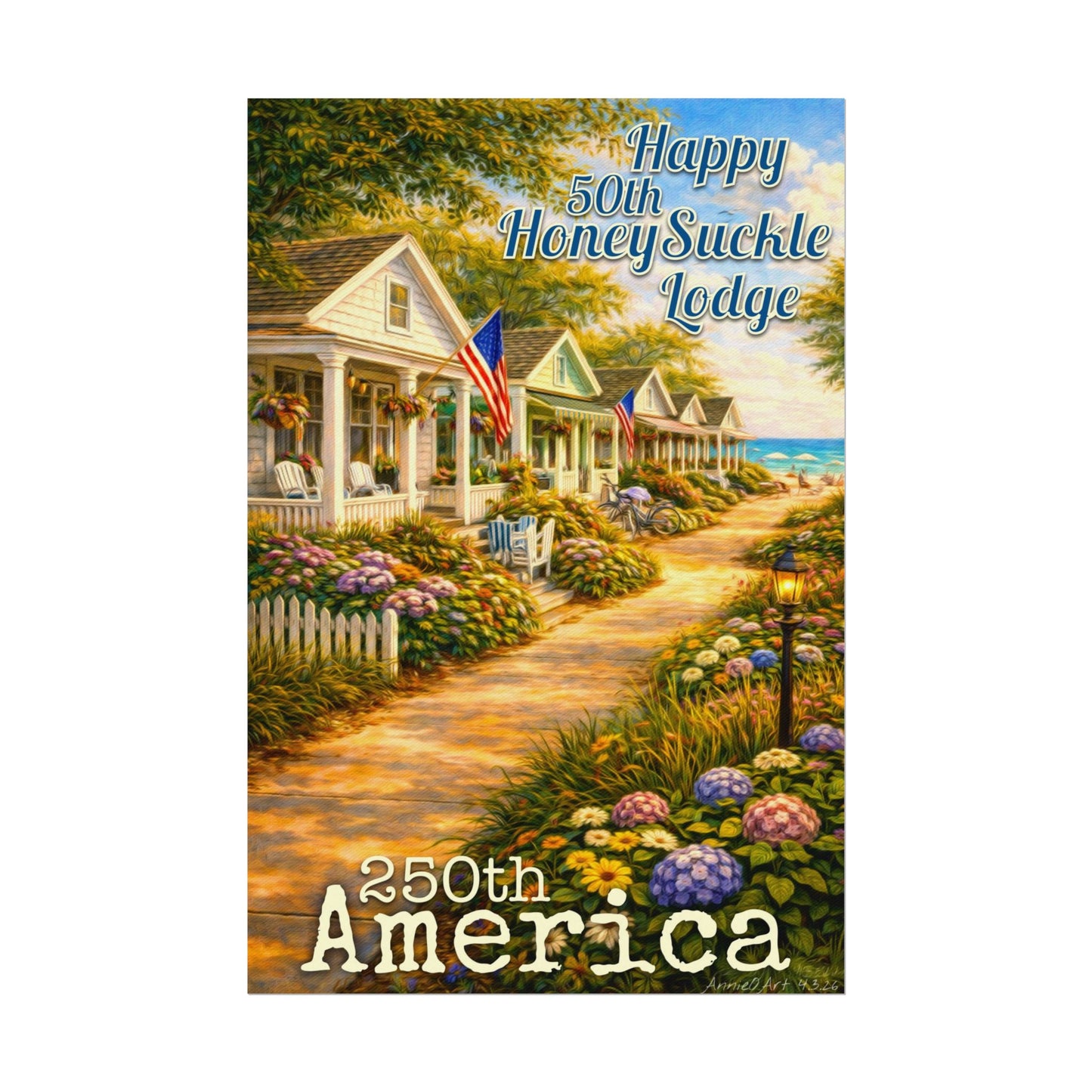 “Honeysuckle Lodge” 50th —Beach Bungalow Matte Art Print