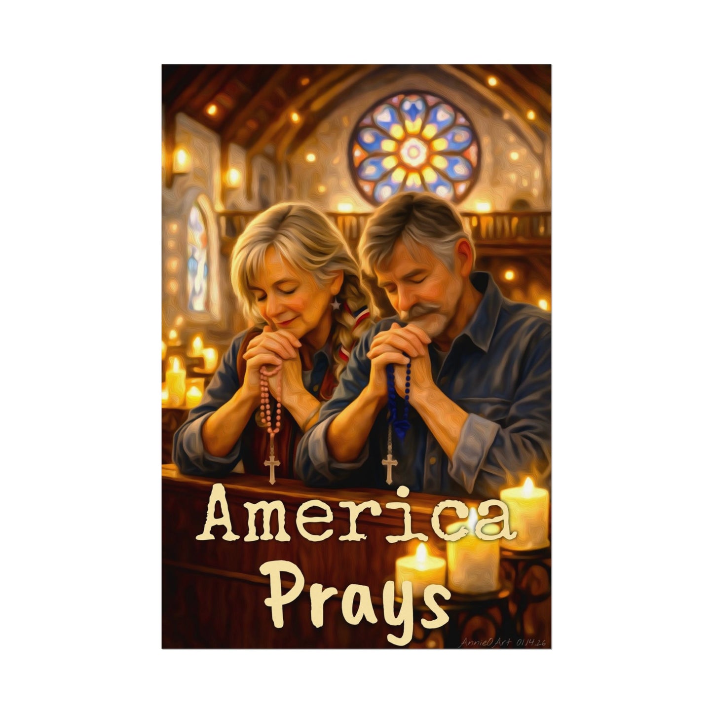 America Prays Watercolor Poster
