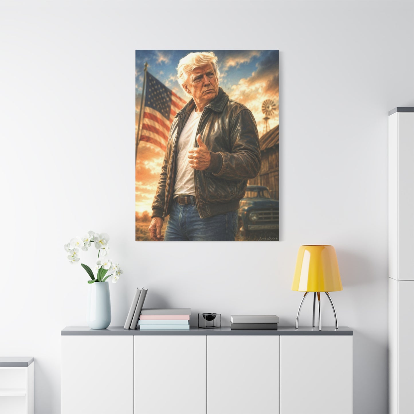Trump Patriotic Vintage Leather Jacket Canvas
