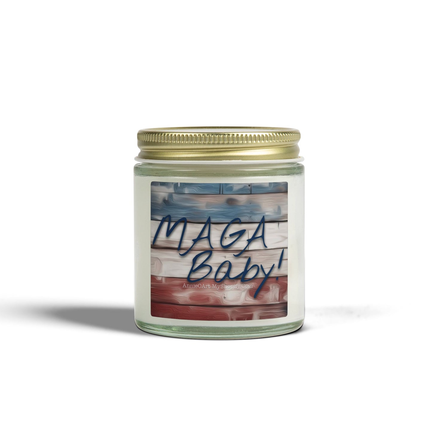 “MAGA, Baby!” Candle — Coconut Apricot Wax, scented (4oz, 9oz)