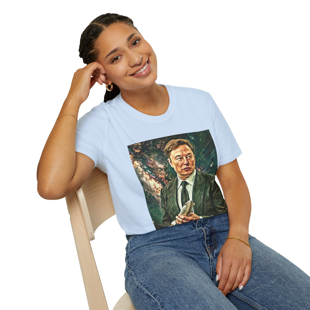 Elon Musk with Rocket— Graphic T-Shirt