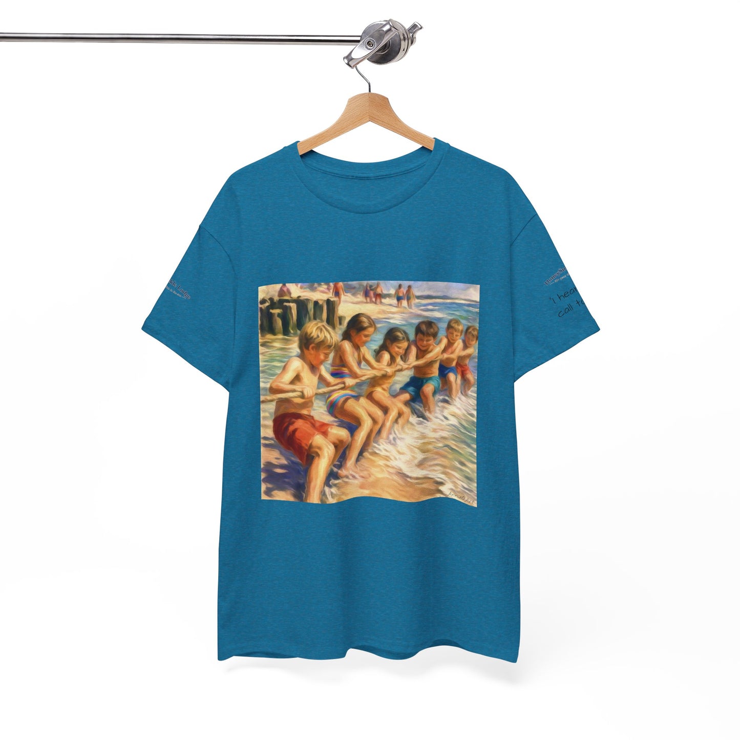 HoneySuckle Lodge Vintage Beach T-Shirt — "50+ years of fun in the sun" Retro Kids on Shore Design