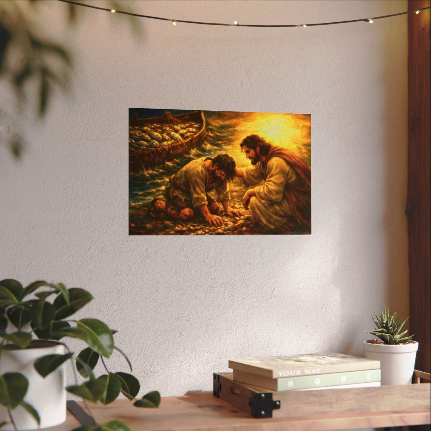 "Jesus and the Fisherman" —Watercolor Matte Poster —