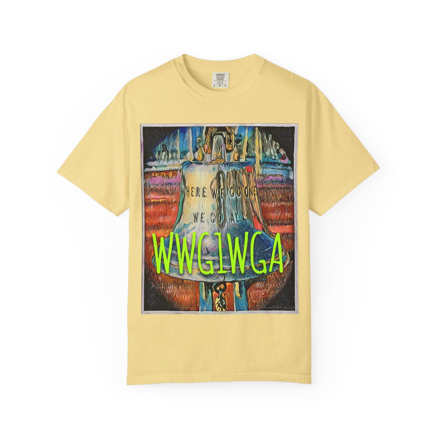 T-Shirt — 'WWG1WGA' Graphic Tee with Bold Neon Slogan
