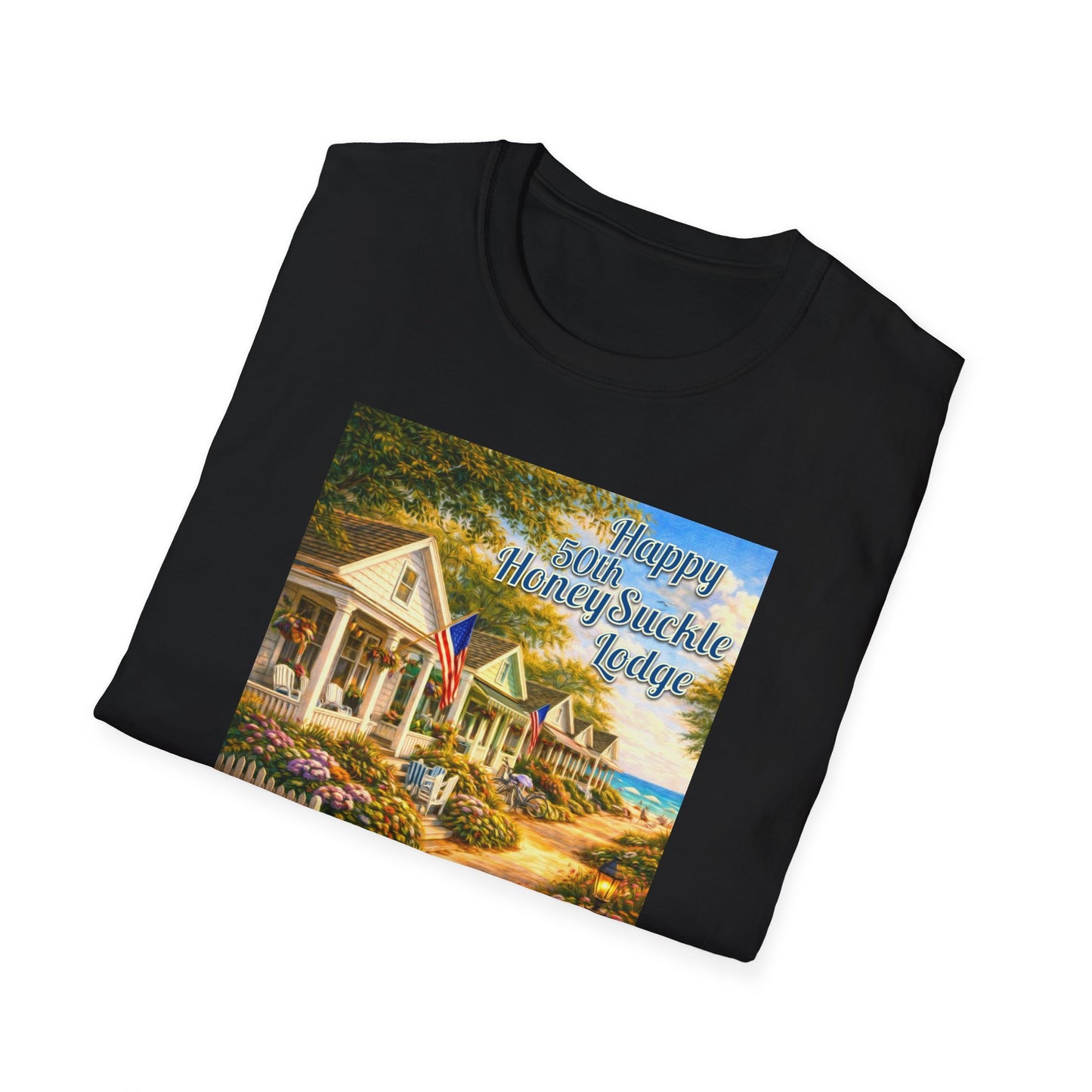 HoneySuckle Lodge 50th—America 250th Bungalow Path T-Shirt —Front & Back Design- Happy 250th Anniversary USA Patriotic Tee