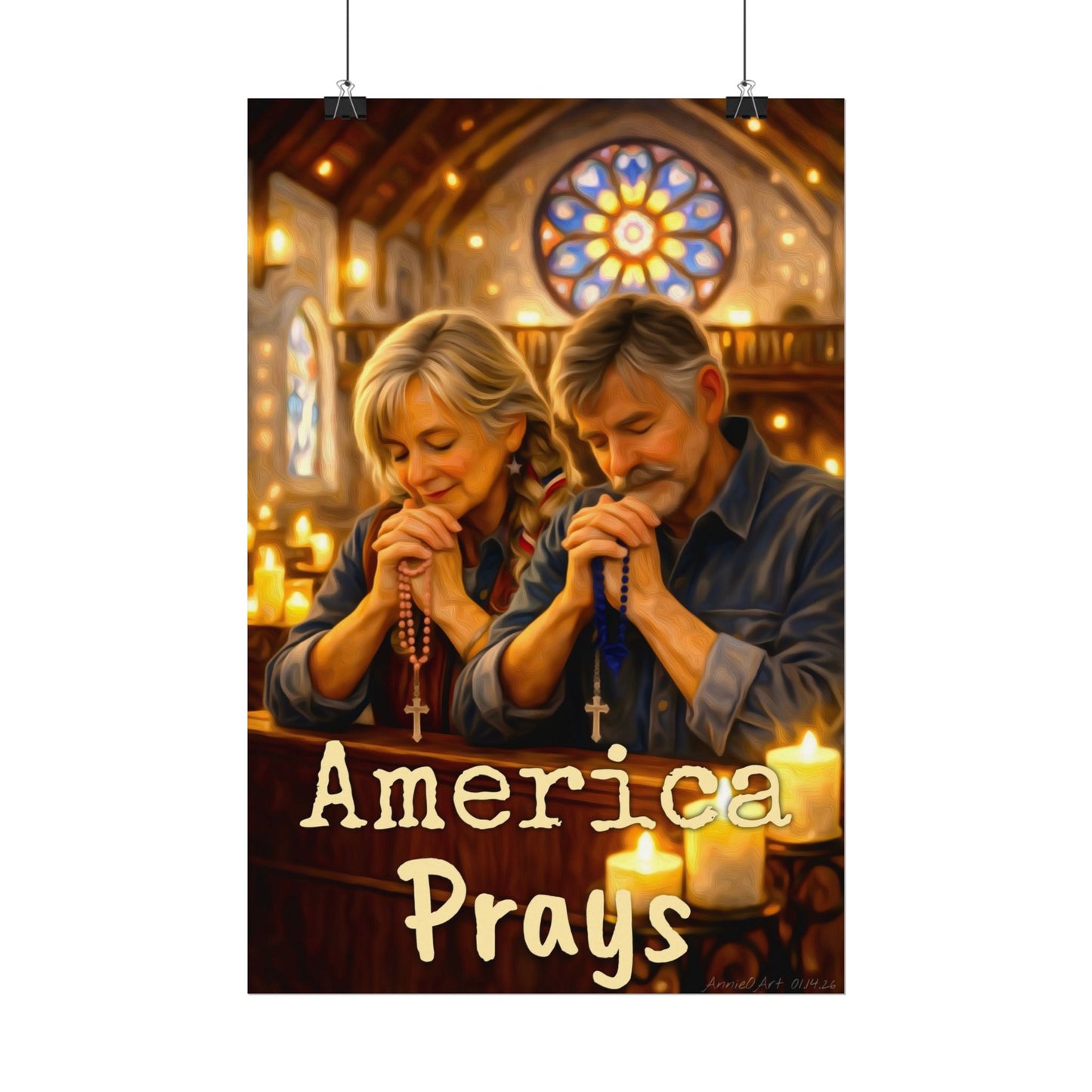 America Prays Watercolor Poster