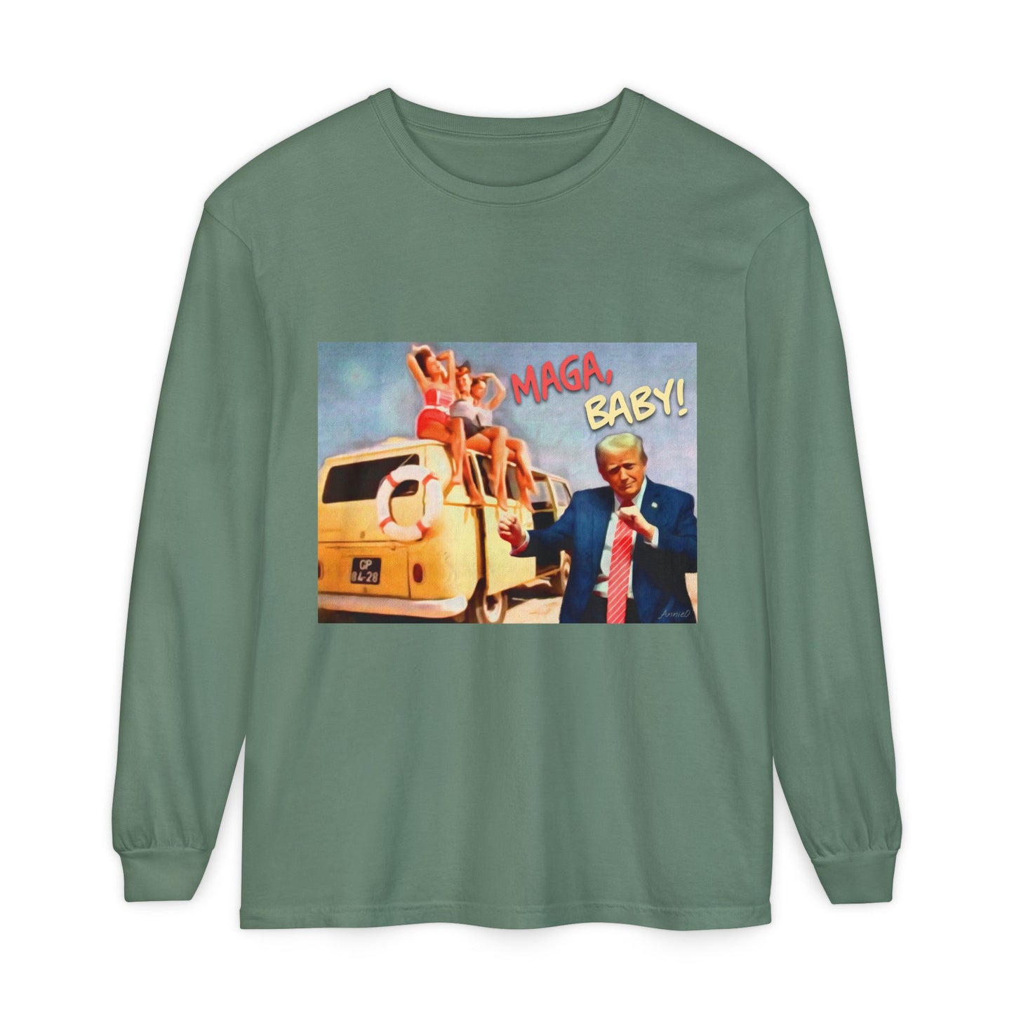 Being MAGA everywhere! Vintage Political Graphic Long Sleeve Tee — "MAGA Baby!" Design
