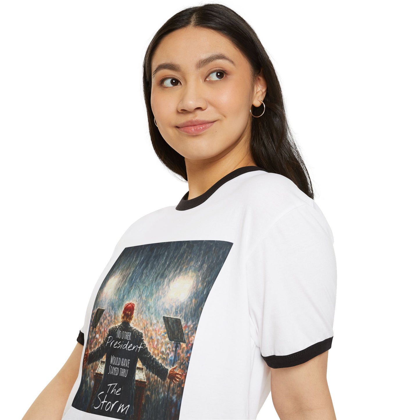 Trump Ringer T-Shirt — "The Storm" Front Graphic & "Happy Birthday America" Back Retro Print