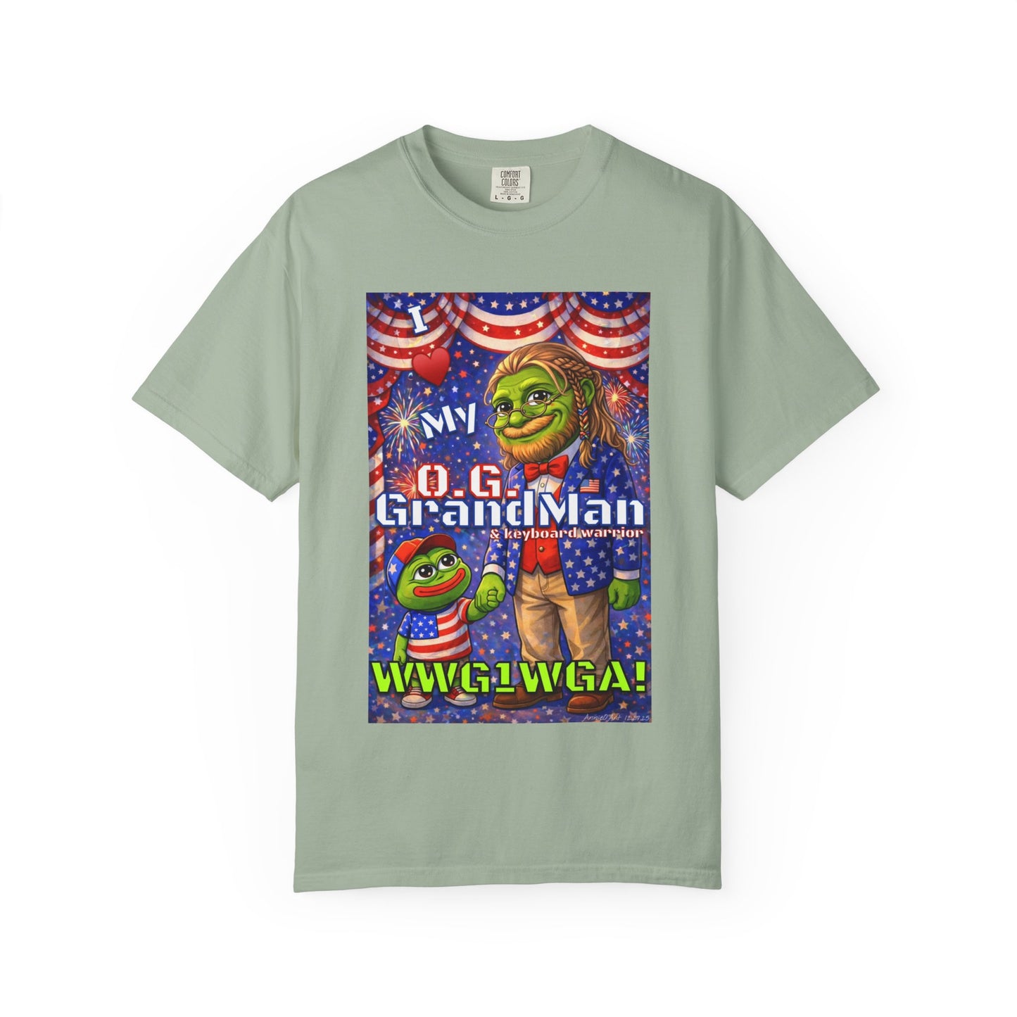 Grandpa/GrandMan Keyboard Warriors— "I ♥️ My O.G. GrandMan" Patriotic Pepe Graphic (WWG1WGA)