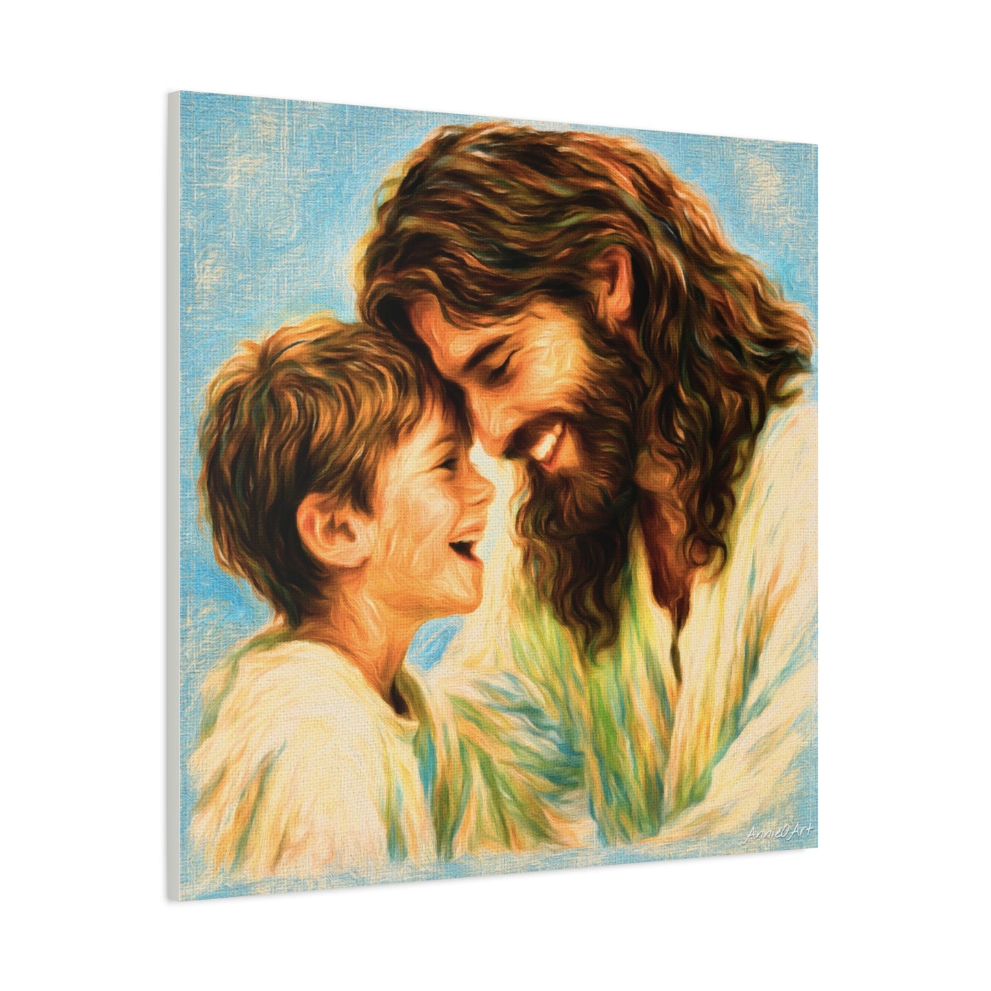 Smiling Jesus and Child Matte Canvas Wall Art