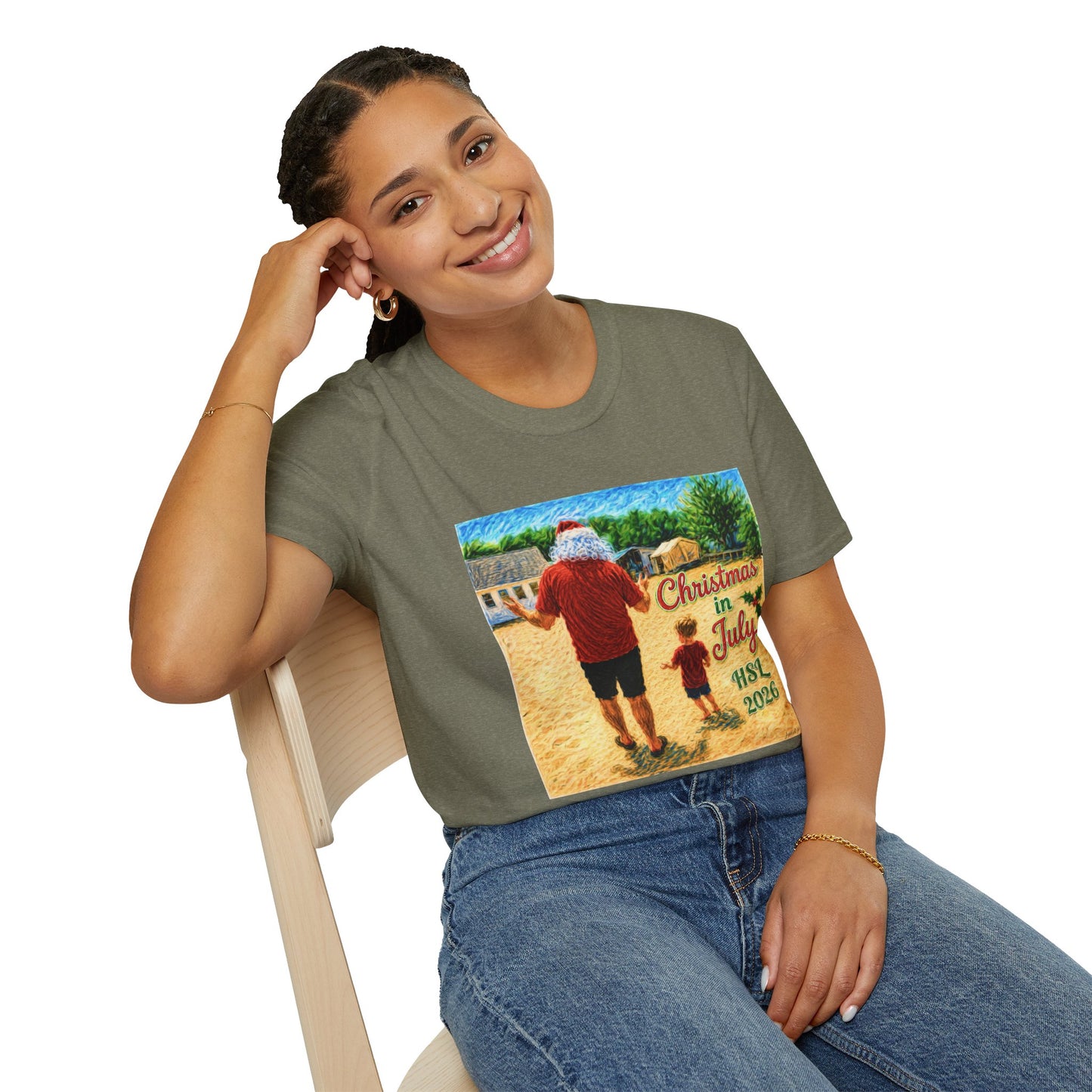 T-Shirt — Christmas in July Santa Beach Graphic Tee