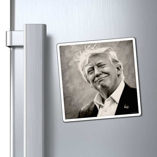 Trump Portrait Magnet — Black & White Refrigerator Magnet