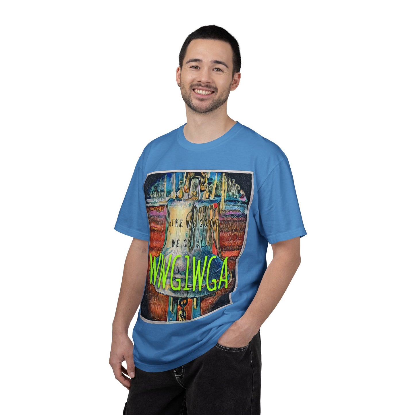 T-Shirt — 'WWG1WGA' Graphic Tee with Bold Neon Slogan