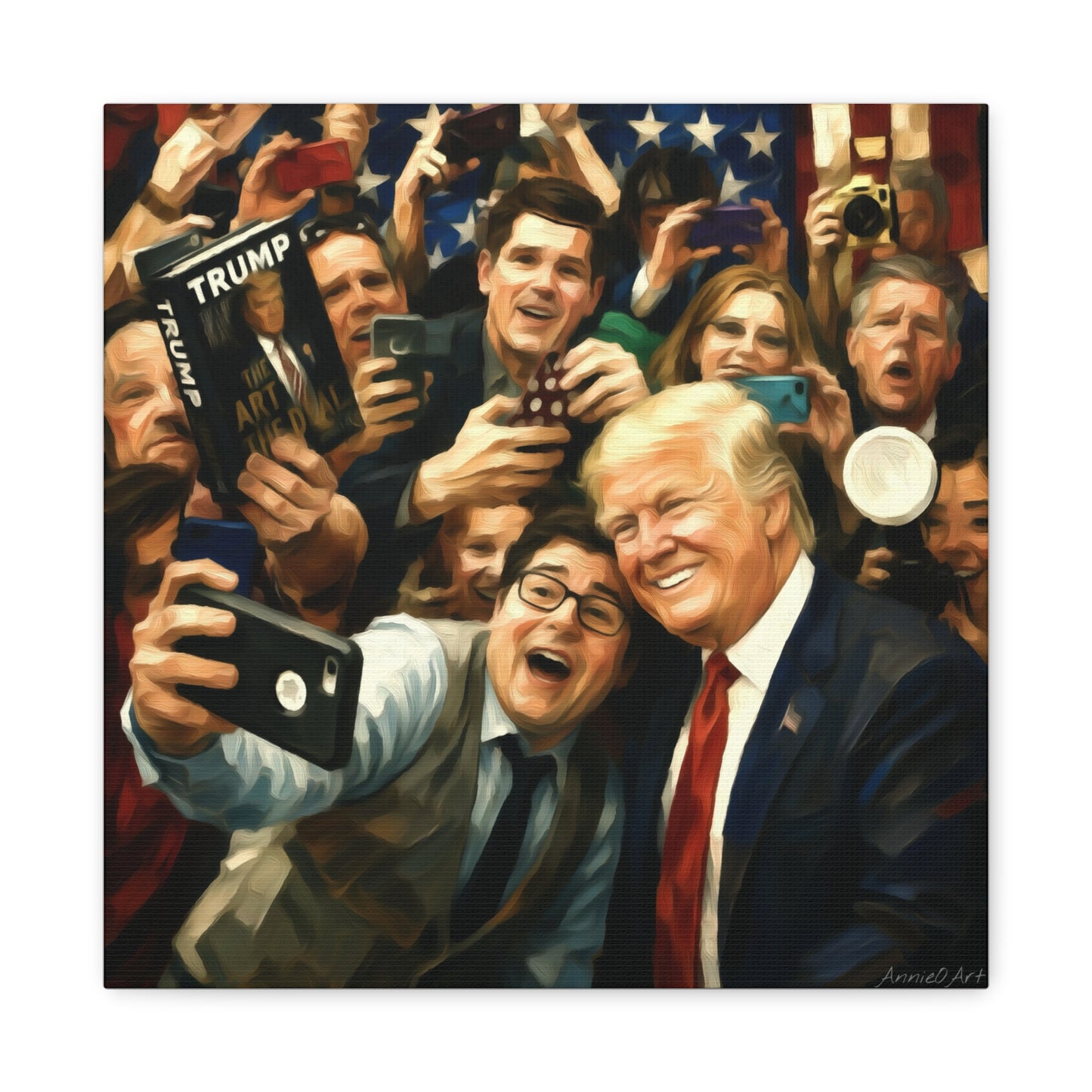 Trump Patriotic Crowd Selfie Canvas - Stretched Matte Wall Art