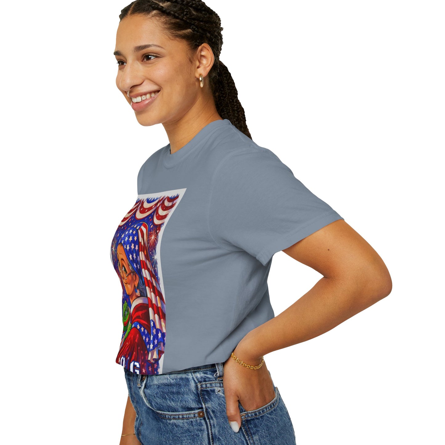 Grandmas Patriotic Original Gansta “OG Grannie” T-Shirt — American Flag Grandma w baby Pepe Graphic Tee