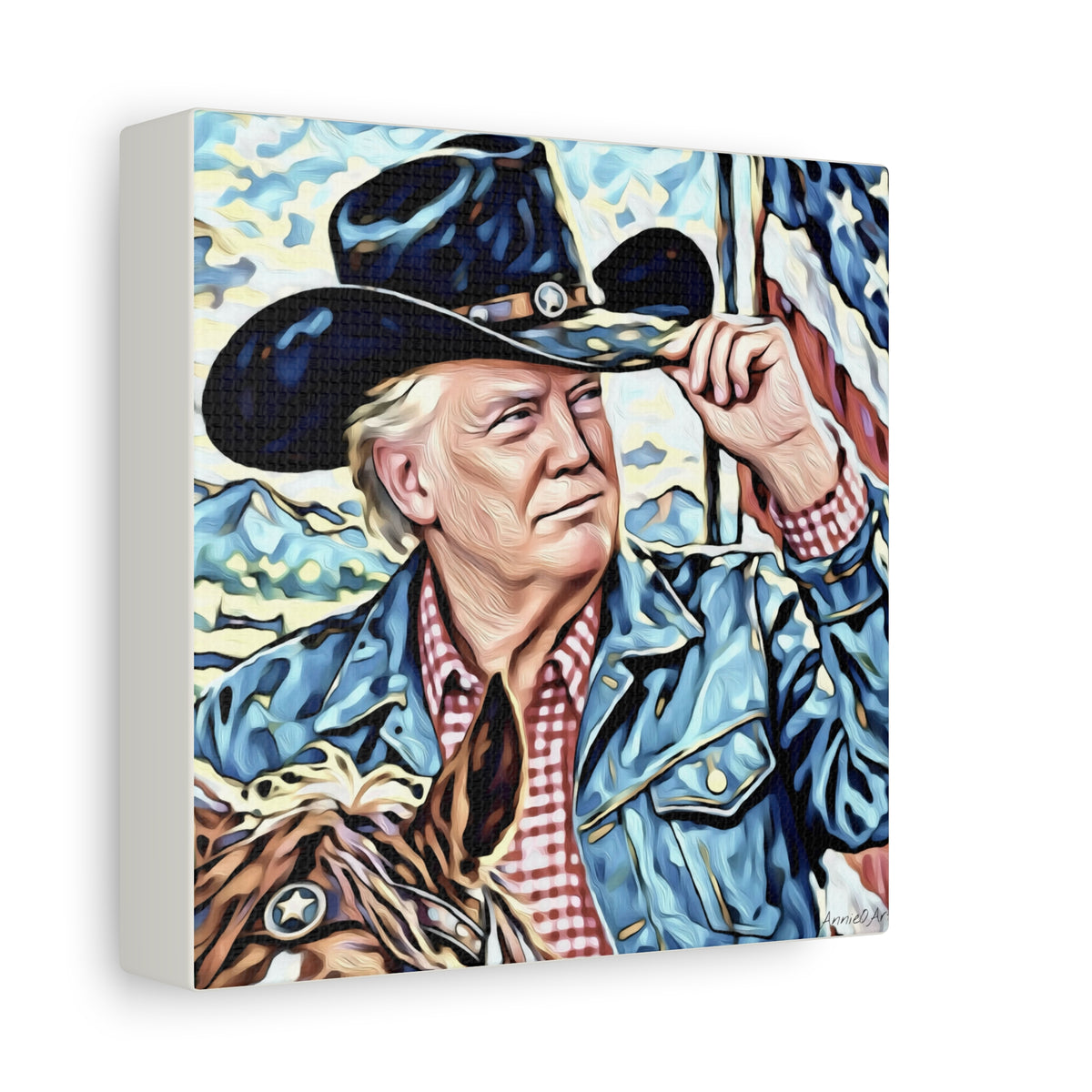 Trump Patriotic Cowboy Portrait Canvas