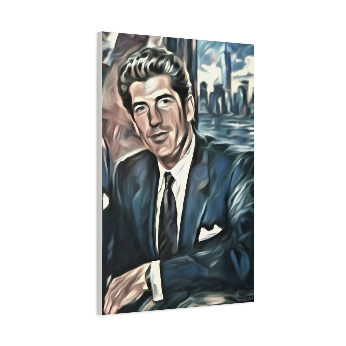 JFK Jr. Vintage Portrait Matte Canvas Wall Art
