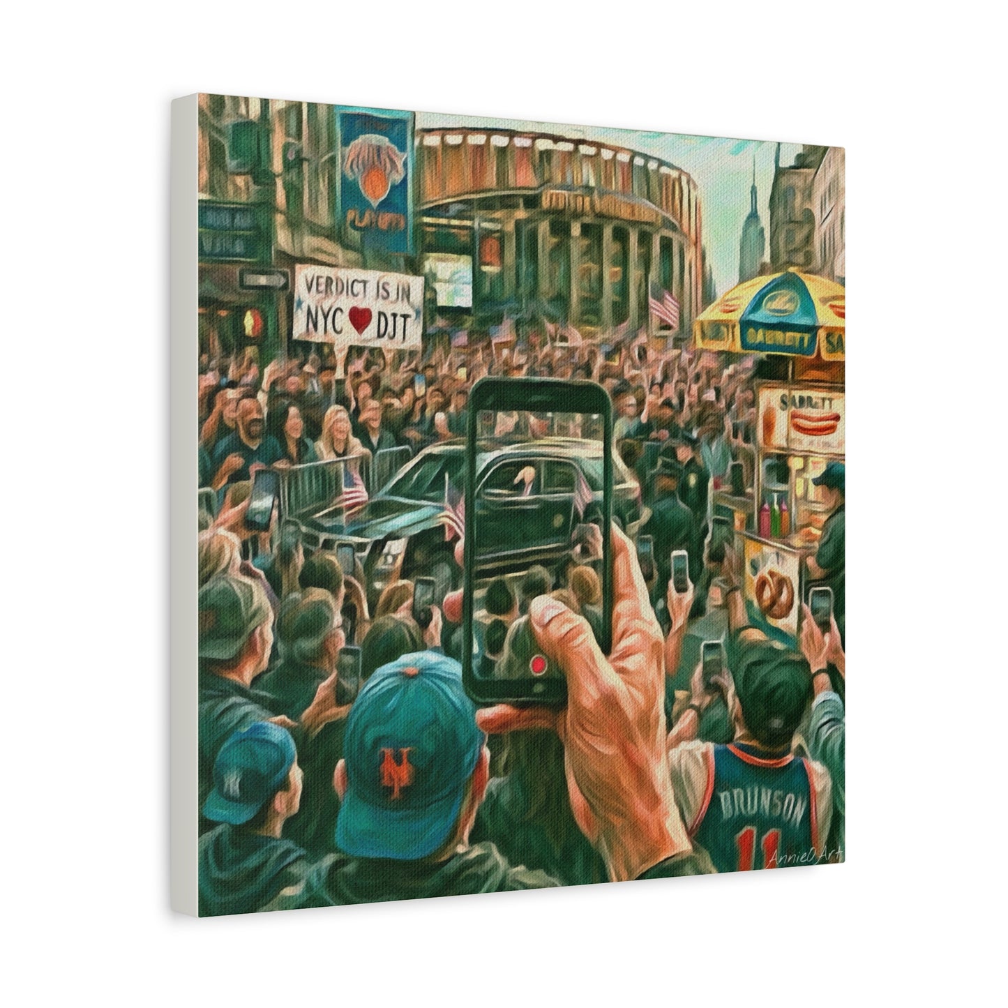 Trump Cheered At The Garden— Canvas Art - NYC Crowd Cheering with Phone Recording (Stretched 1.25")
