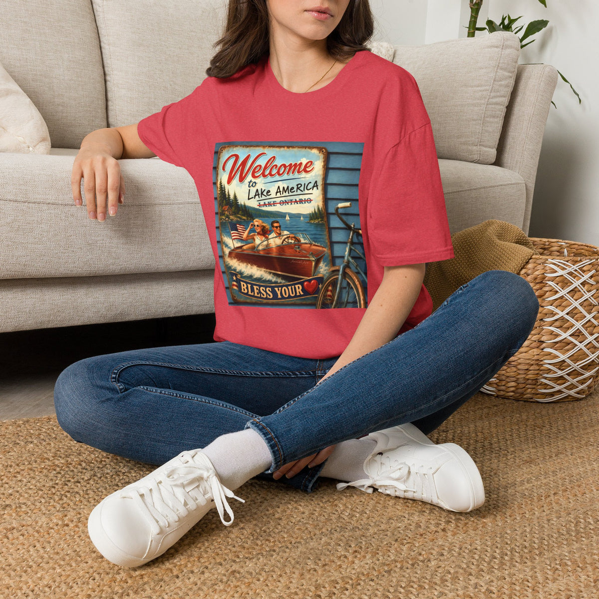 Lake America Welcome T-Shirt — Vintage Lake America Boating Vacation Tee