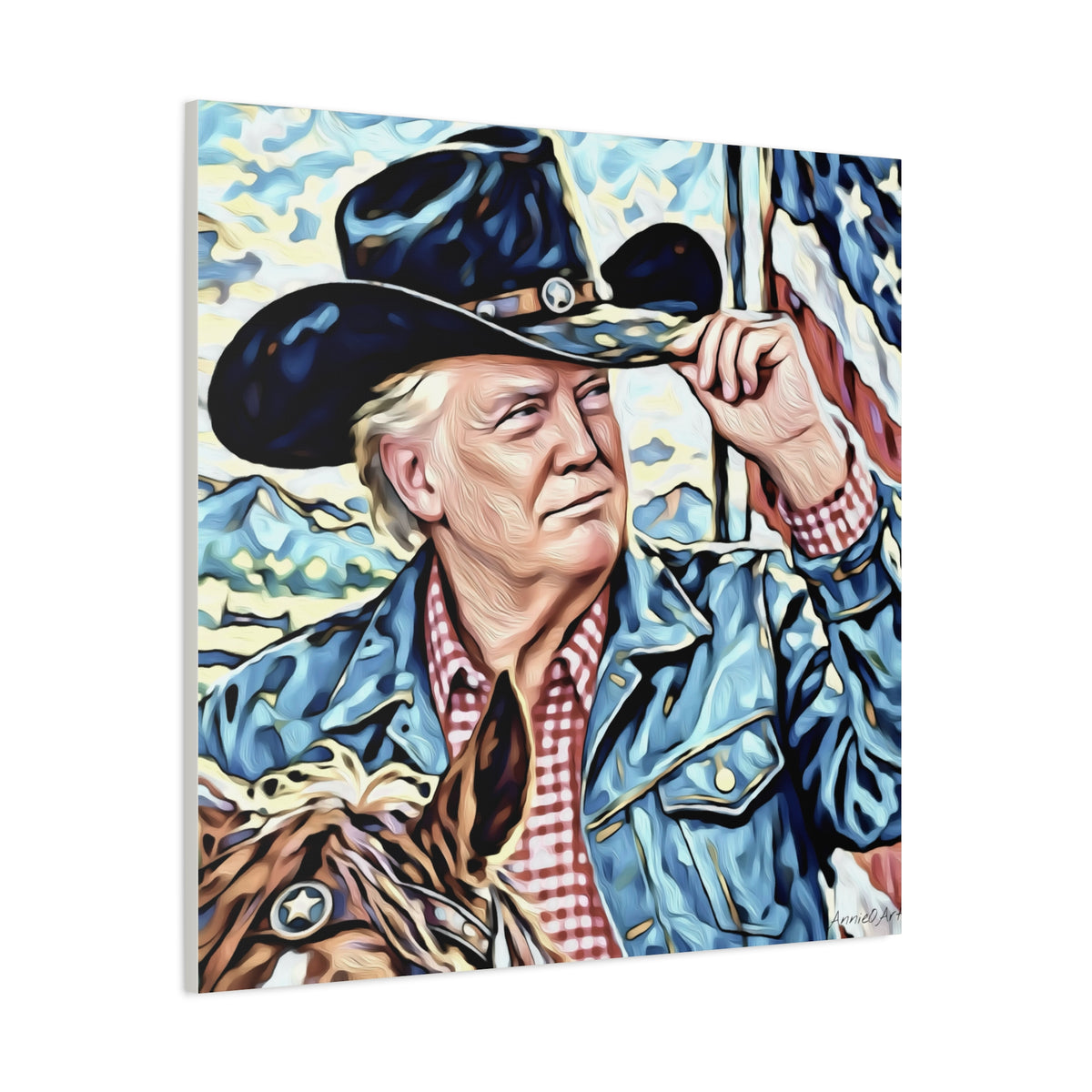 Trump Patriotic Cowboy Portrait Canvas