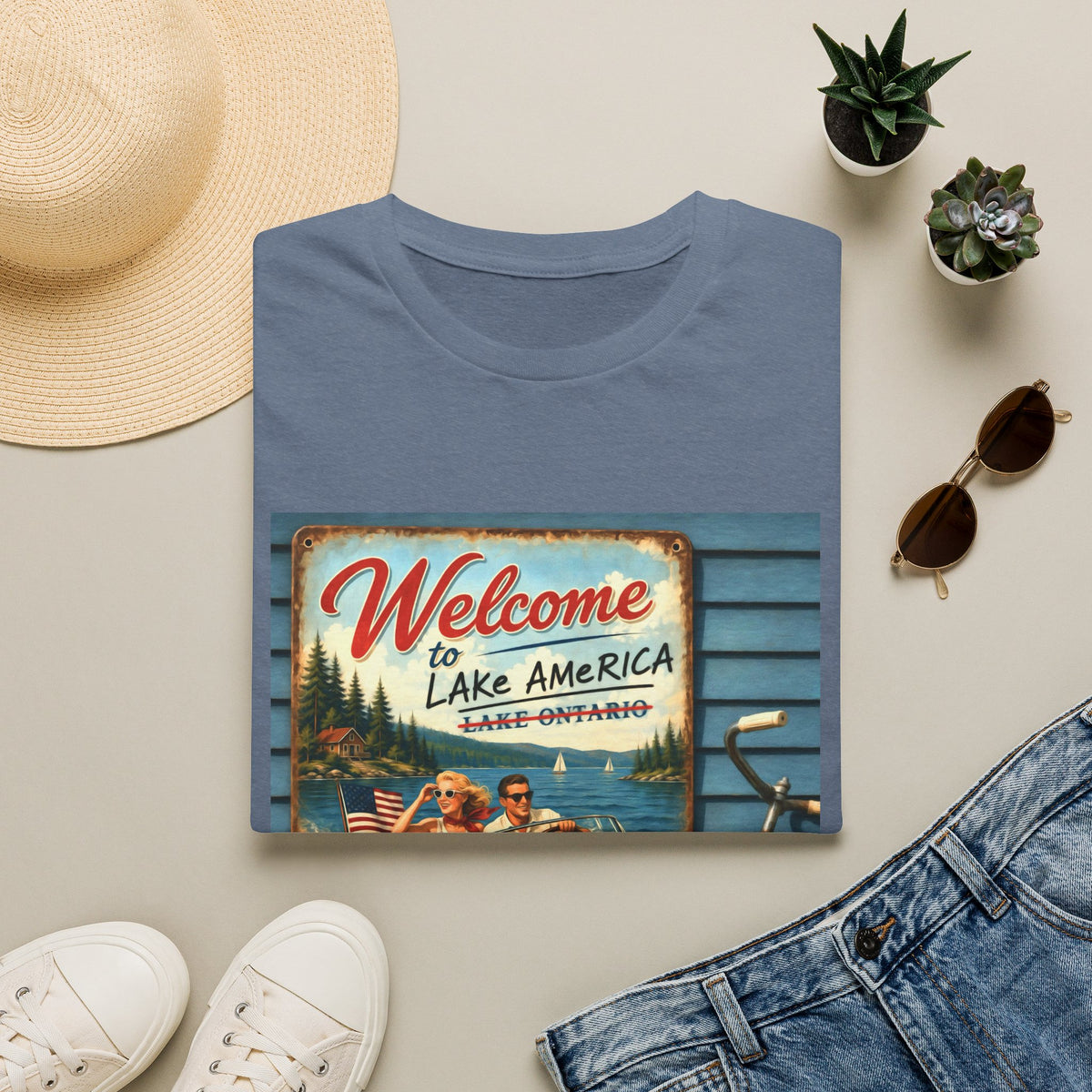 Lake America Welcome T-Shirt — Vintage Lake America Boating Vacation Tee