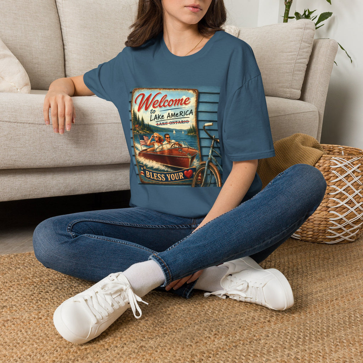 Lake America Welcome T-Shirt — Vintage Lake America Boating Vacation Tee
